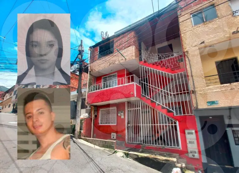 En el tercer piso de esta vivienda del barrio Pérez, de Bello, ocurrió el asesinato de Katerin Lizeth Casas Rodas (arriba), de 33 años, y la posterior muerte de Sebastián Fernández Salas (abajo), de 34, quienes vivían en unión libre en esta propiedad desde hace un año. FOTO: MAURICIO PALACIO