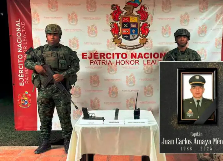 Un arma de fuego y un radio se le encontraron a alias Malacara, el presunto responsable del asesinato del capitán Juan Carlos Amaya Méndez el pasado 10 de junio. FOTO: CORTESÍA