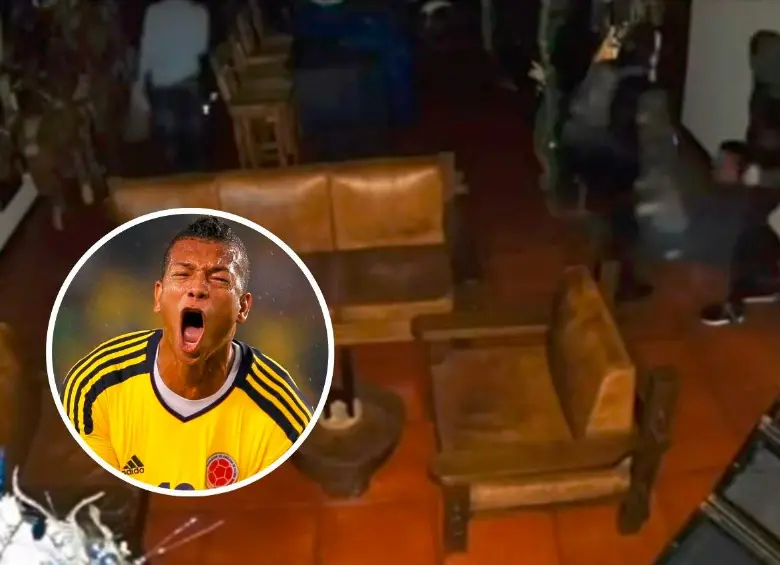 Fredy Guarín hizo la denuncia a través de las redes sociales del millonario hurto a su vivienda en Llanogrande, Rionegro. En la imagen se ve cómo los delincuentes cargan al mayordomo agredido. FOTOS: JUAN ANTONIO SÁNCHEZ E INSTAGRAM @FGUARIN13