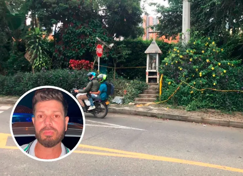 En este punto del barrio La Hortensia, de Itagüí, asesinaron a Arley Horacio Espinal Patiño (detalle), alias Mono Arley, histórico cabecilla de la banda El Ajizal, de este municipio del sur metropolitano. FOTOS: LAURA ROSA JIMÉNEZ VALENCIA Y CORTESÍA