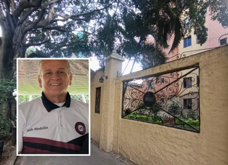 El docente Jaime Alberto Ramírez Álvarez (detalle), de 68 años, y su esposa, María Eugenia Álvarez, de 65, murieron tras caer del piso 22 de este edificio en el centro de Medellín. FOTOS: ALEJANDRA MORALES RÍOS Y CORTESÍA 