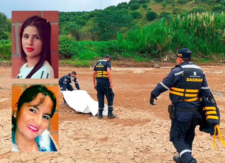 La imagen corresponde al hallazgo del cuerpo sin vida de Yurany Romero Ramírez (detalle, arriba), de 22 años, registrada en aguas del río Cauca, en el municipio de Betulia. En Concordia también asesinaron a Aydé Ortiz Morales (detalle, abajo), de 51 años. FOTOS: Cortesía