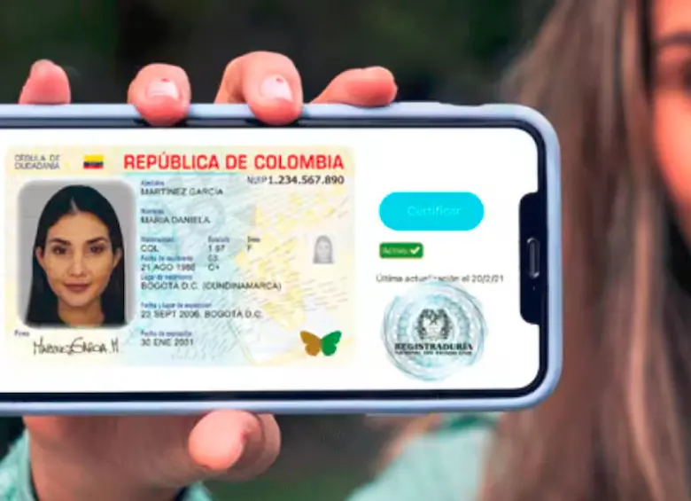 Para tener la cédula digital en el celular no es necesario intermediarios ni tampoco pagar por ello. Lo único que se cobra es la expedición de este documento como tal. FOTO: CORTESÍA REGISTRADURÍA
