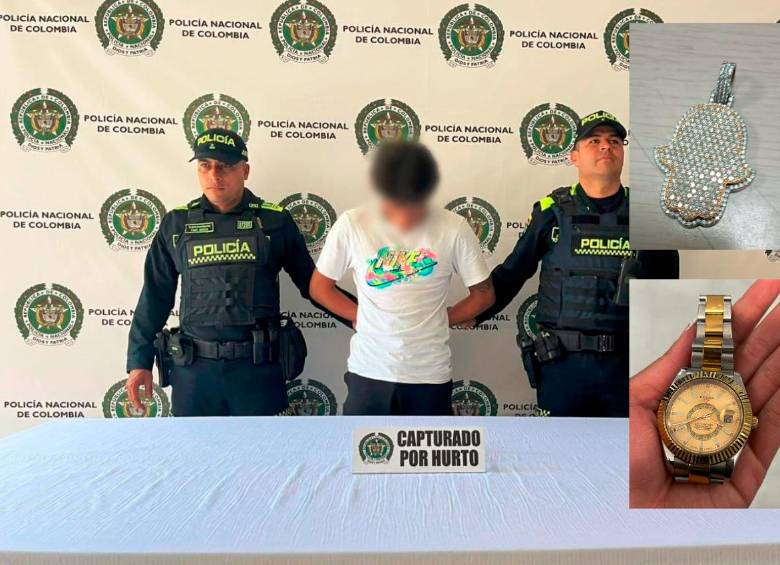 Estos fueron (detalle) los elementos hurtados al extranjero y recuperados cuando se produjo la captura de un hombre de 24 años. FOTOS: CORTESÍA