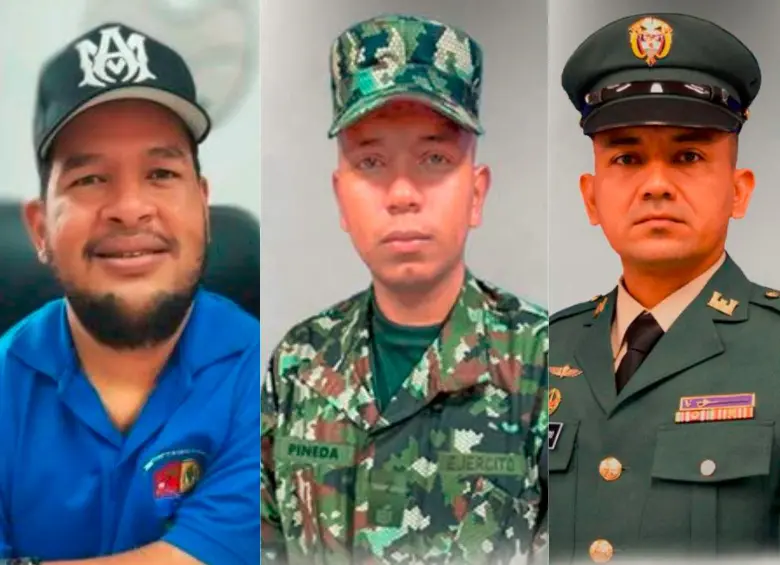 Estas son tres de las víctimas de los ataques de alias Richard (de izq. a der.): el concejal Juan Camilo Espinosa Vargas, el soldado Esneider Alejandro Pineda Solarte y el soldado César Leonardo Pardo Rojas. FOTOS: CORTESÍA