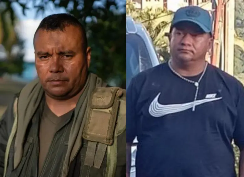 Alexánder Díaz Mendoza, alias Calarcá, y Oscar Javier Cuadros Zea, alias Chejo, son dos de los máximos señalados por el ataque a este helicóptero. FOTOS: CORTESÍA