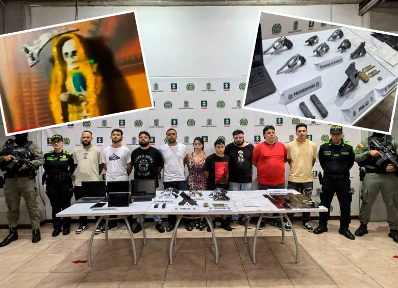 Los nueve procesados por pertenecer a la llamada “Oficina Premium” inicialmente están respondiendo por el delito de porte y tráfico de armas por las siete pistolas y la subametralladora incautadas. También se le encontraron elementos de brujería. FOTOS: CORTESÍA