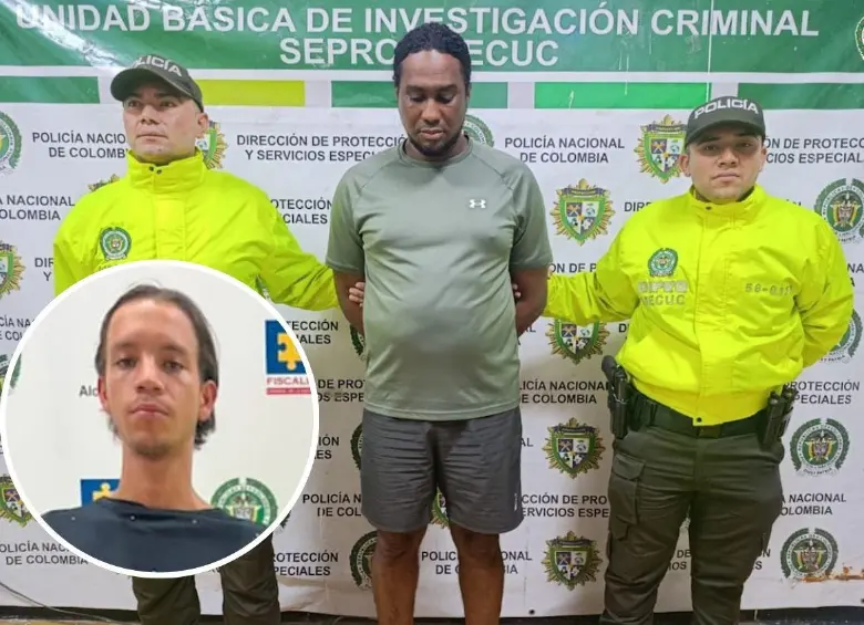 Stracey Diámin Karim Agata (principal) provenía de la isla de Curazao, en el Caribe, y fue capturado por un hecho que vincularía a una menor de 14 años que estaría siendo explotada sexualmente. En este caso también se logró la detención de Alexánder Sánchez García (detalle). FOTOS: CORTESÍA