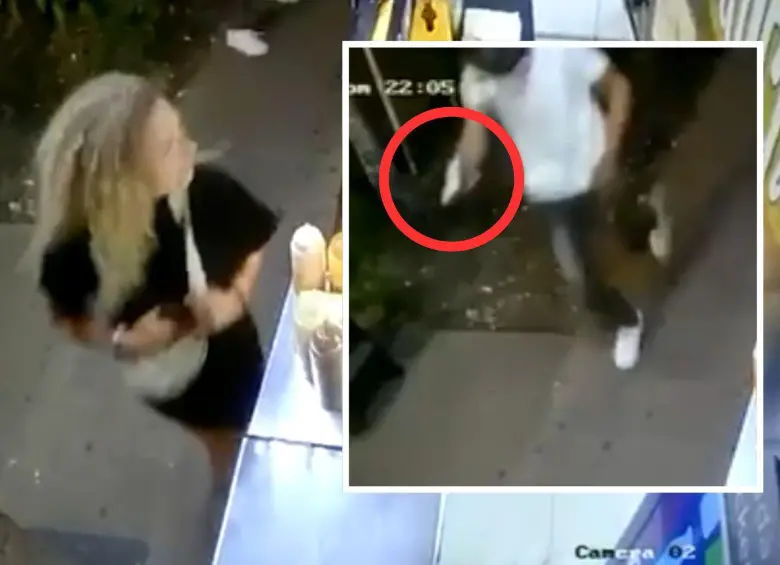 El hurto a estas extranjeras quedó registrado en las cámaras de seguridad de un establecimiento comercial de El Poblado. Les quitaron sus celulares y el dinero que tenían en sus carteras. FOTO: CORTESÍA TOMADA DE VIDEO