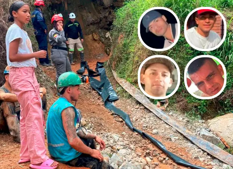 Dentro de la mina Las Delicias, en la zona rural del municipio de Segovia, fallecieron Luis Arnoldo Varela Maldonado, James Yesid Córdoba Flórez, Yilmar Velásquez Rojas y Juan Carlos Balvuenas. FOTOS: CORTESÍA