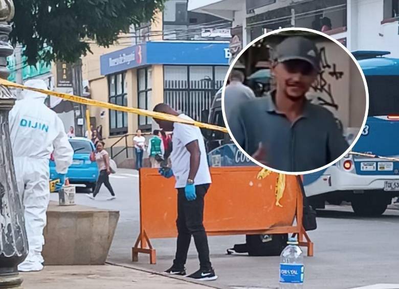 En pleno parque principal de Andes asesinaron a Jhon Fredy Zapata Mosquera, más conocido como “Manguito”. En el ataque resultaron tres personas lesionadas. FOTOS: CORTESÍA CONEXIÓN SUR
