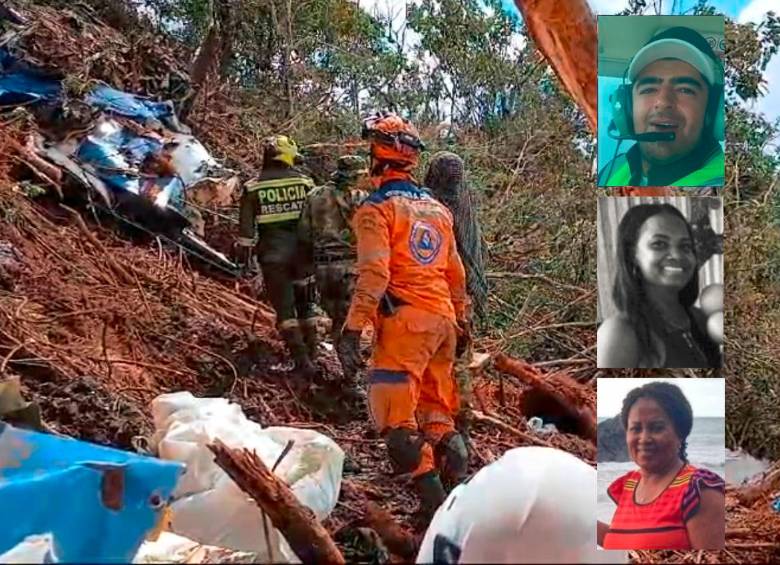 Para ubicar el cuerpo del piloto Santiago Montoya (arriba) y los restos faltantes de Raquel Palacios (medio) y Miguelina García (abajo), 25 unidades de las diferentes autoridades se encuentran en la zona como parte de una labor humanitaria. FOTOS: CORTESÍA