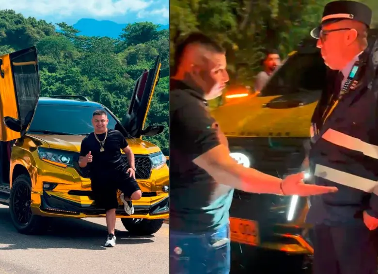 El influenciador, conocido como El Billetudo, terminó agrediendo verbalmente a un agente de la Secretaría de Movilidad de Medellín cuando este le anunció que le iba a inmovilizar su particular camioneta por dos infracciones de tránsito. FOTO: Tomada de Instagram y cortesía