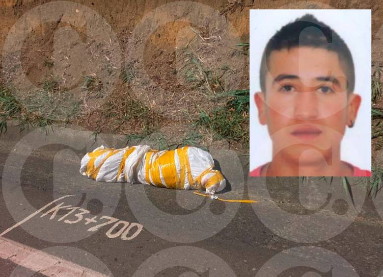 Como Yersinton Yamid Salazar Gómez, de 25 años, fue identificado el cuerpo sin vida del hombre abandonado en un costal y amarrado con cintas en la autopista Norte, en Girardota. FOTOS: CORTESÍA.