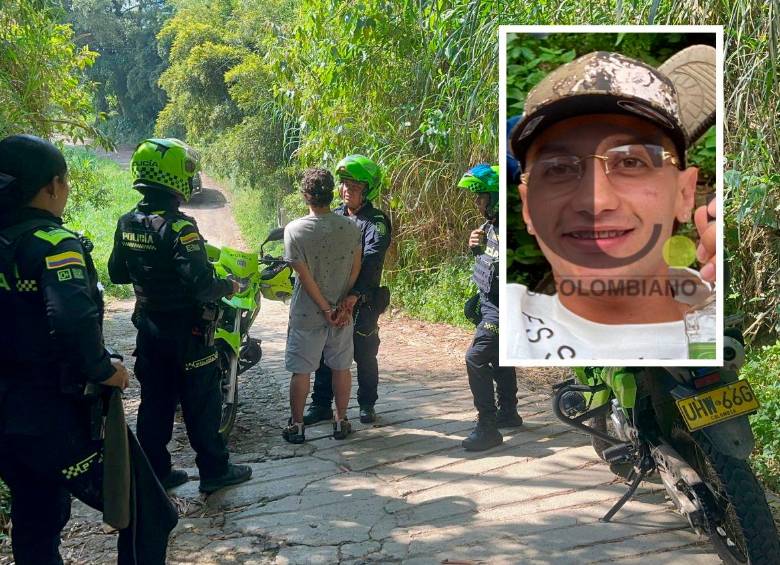 A Andrés Felipe López Bedoya, alias Chester, lo capturaron en un camino de la vereda La Aguacatala, de Caldas, en medio de un proceso por tres homicidios, entre otros delitos a nombre de la banda La Inmaculada. FOTOS: CORTESÍA