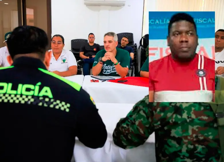 El gobernador de Antioquia, Andrés Julián Rendón, aseguró que la banda Los de Abajo, cuyo cabecilla es alias El Negro Cristian (detalle), está prácticamente desmantelada. FOTOS: CORTESÍA GOBERNACIÓN DE ANTIOQUIA