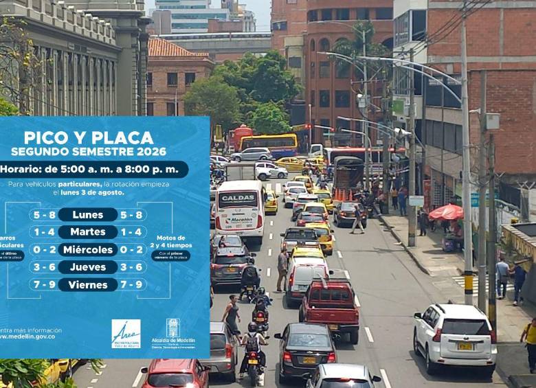Con esta rotación para carros y motos particulares inició el pico y placa para el segundo semestre de este año. Esta semana las sanciones serán pedagógicas. FOTO: SINDY VALLE CASTRO