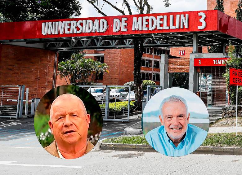En la reunión de la Consiliatura cuya votación quedó anulada dio lugar a la entrada del actual rector, Néstor Hincapié (izq.) y a la salida de Federico Restrepo. FOTO: EL COLOMBIANO