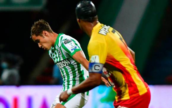 Tomás Ángel ingresó a los 86 minutos en el duelo que Nacional le ganó 5-2 a Pereira en el Atanasio. FOTO DIMAYOR
