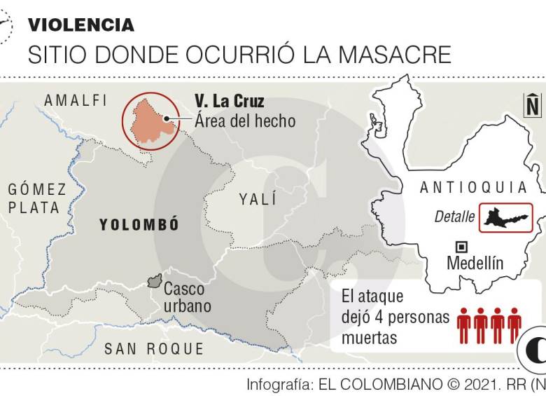 Investigan masacre de cuatro personas en Yolombó, Antioquia