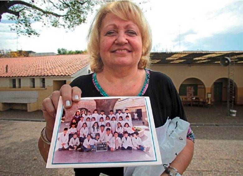 Mónica Dómina, primera maestra de Messi. FOTO TWITTER DIARIO LOS ANDES