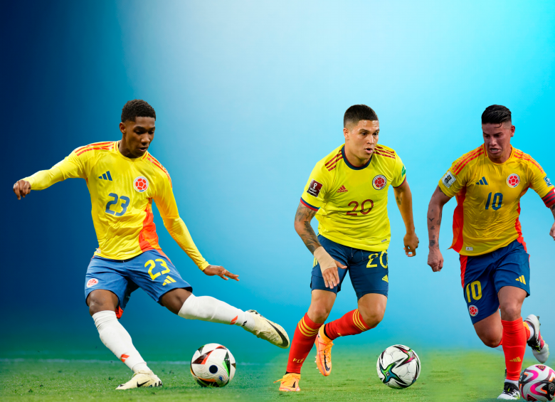 Yáser Asprilla, Juan Fernando Quintero y James Rodríguez, talento puro del seleccionado colombiano. FOTO JUAN ANTONIO SÁNCHEZ-AFP