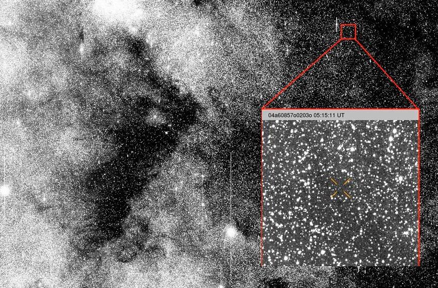Esta imagen muestra la observación del cometa 3I/ATLAS cuando fue descubierto el 1 de julio de 2025. FOTO cortesía ATLAS, Universidad de Hawái y Nasa