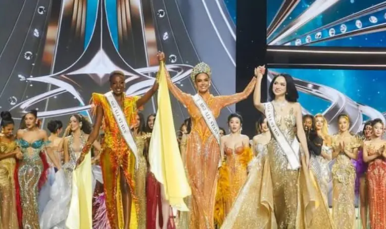 De izquierda a derecha: Faith María Porter, de Ghana; Vanessa Pulgarín, de Colombia; Huong Giang Nguyen, de Vietnam. FOTO: Miss Grand International All Stars.