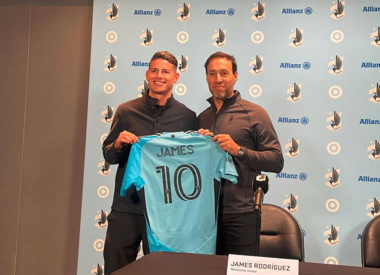 James Rodríguez durante su presentación con el Minnesota United. FOTO MINNESOTA UNITED