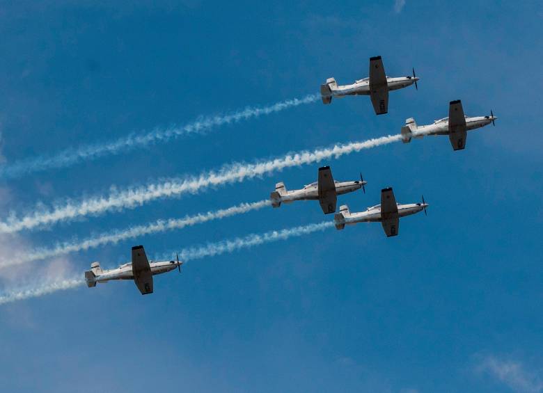 Las exhibiciones aéreas son el principal atractivo de la Feria Aeronáutica que se hará este fin de semana en el aeropuerto José María Córdova, de Rionegro. FOTO: JULIO CÉSAR HERRERA