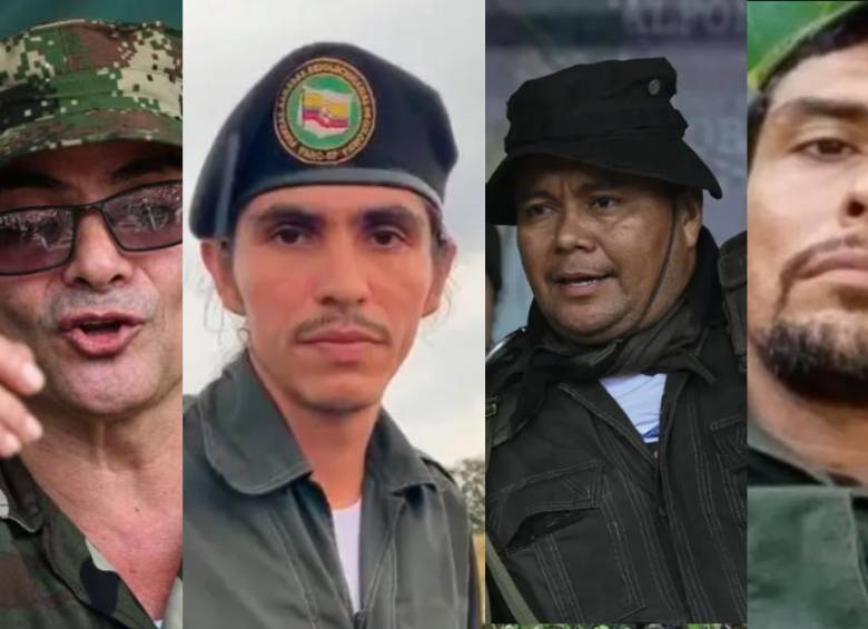 En la foto alias Iván Mordisco, ‘Andrey’, ‘Calarcá’ y ‘Alfred’, del ELN. Fotos: redes