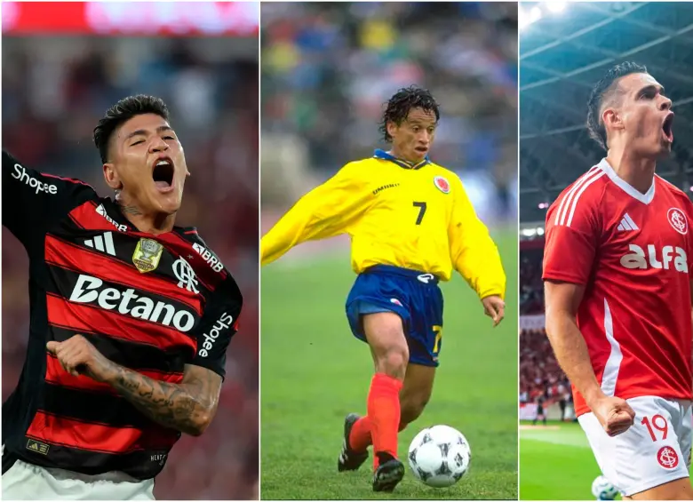 Jorge Carrascal, Anthony de Ávila y Rafael Santos Borré son los tres únicos colombianos que han marcado en semifinales de Copa Libertadores. Fotos: GETTY @fcpbiblio 