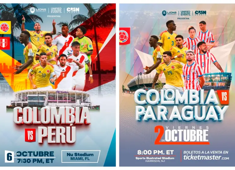 En el afiche del amistoso ante Perú aparece James Rodríguez, pero en el de Paraguay fue cambiado por Gustavo Puerta. FOTOS Ticketmaster