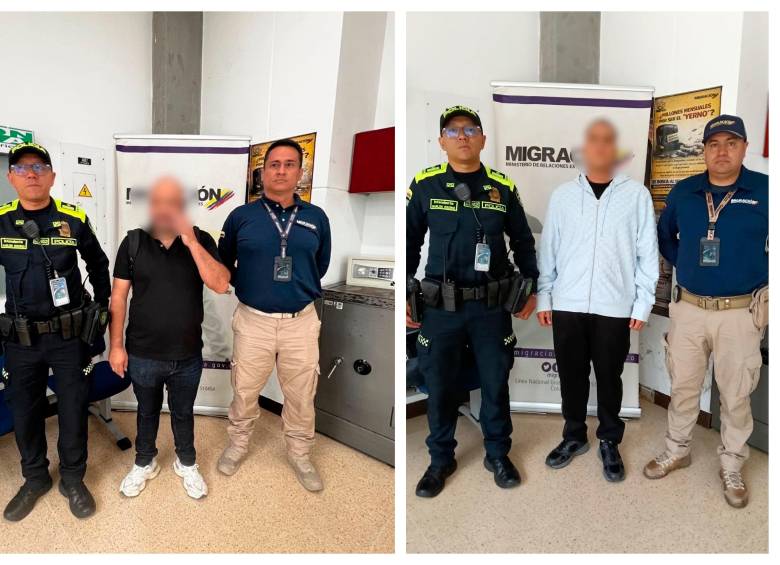 Las dos capturas se dieron gracias a la confrontación de las identidades de los viajeros con datos de los sistemas de información disponibles. FOTOS: MIGRACIÓN 