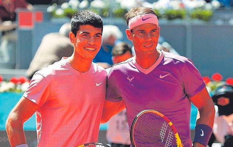 Carlos Alcaraz y Rafael Nadal, los españoles uno y dos del ranking ATP. FOTO: EFE