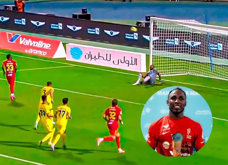 Impresionante gol de Julián Quiñones de panenka en Arabia con el Al‑Qadisiyah FC. Foto: Tomada de redes @herculezg y @julianquinones33