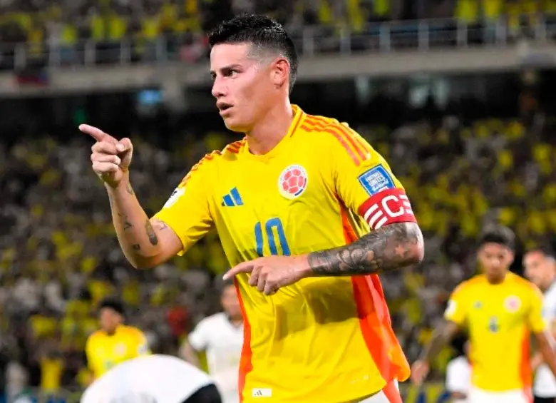 James Rodríguez aportó 14 goles y siete asistencias en la Eliminatoria con Colombia y regresa al Mundial, será su tercera cita orbital. FOTO TOMADA X @fifaworldcup_es