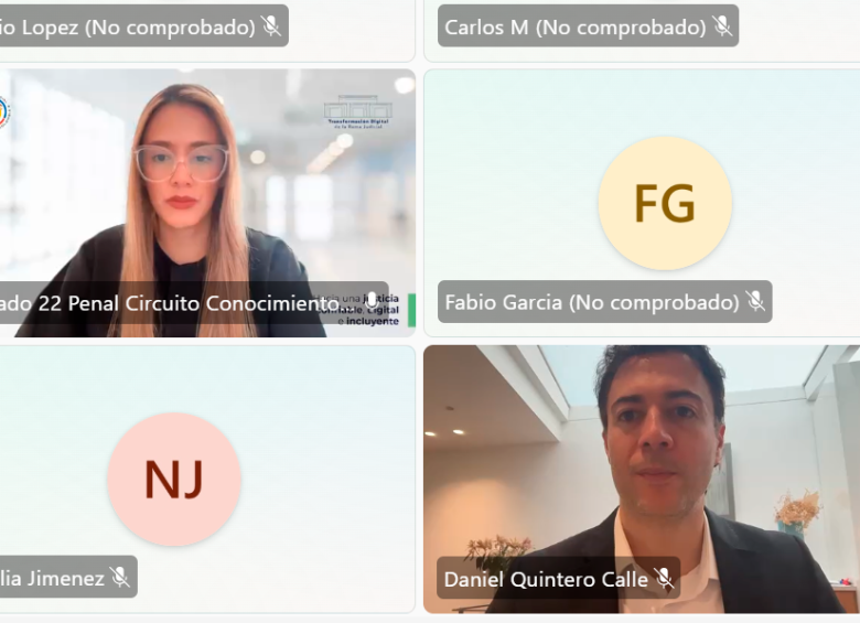 Daniel Quintero, ya en el cargo de Supersalud, prendió solo unos segundos su cámara en la audiencia que tuvo lugar este miércoles en la mañana de manera virtual. FOTO: CAPTURA DE VIDEO