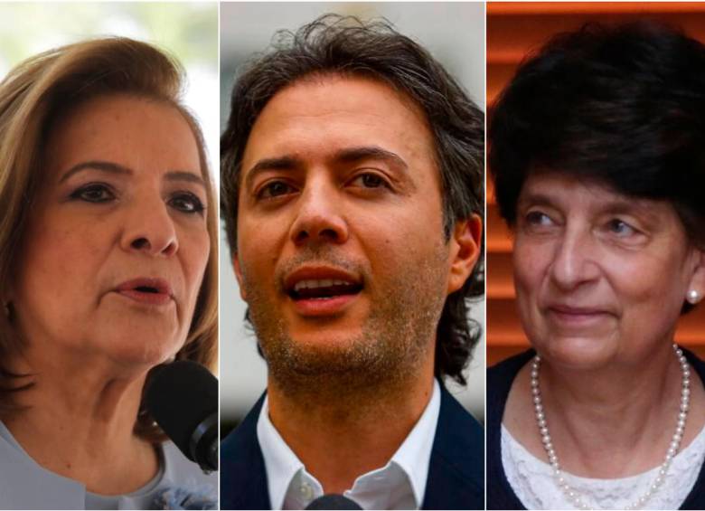 Procuradora Margarita Cabello (izq.), alcalde Daniel Quintero (centro) y magistrada Cristina Pardo (der.). FOTO Colprensa y Juan Antonio Sánchez