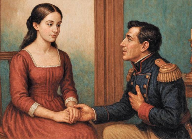 La historia de amor entre Rosalía Saldarriaga y Gregorio María Urreta habría sido fundamental para que Medellín ganara el pulso por ser la capital de Antioquia. imagen recreada con ia