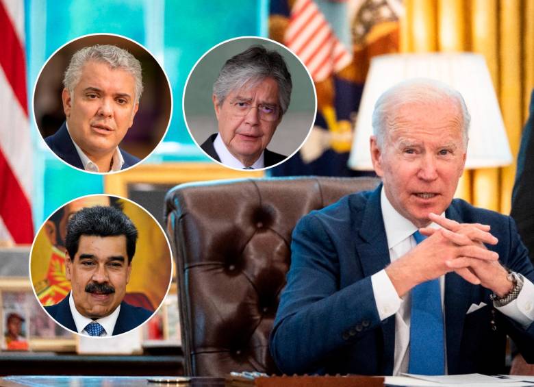 El presidente Joe Biden permitió negociaciones petroleras con una empresa del régimen de Nicolás Maduro, y reforzó la cooperación con los presidentes Iván Duque y Guillermo Lasso. FOTO Colprensa y Getty