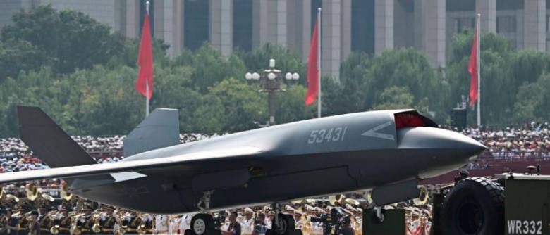 Esta es una de las aeronaves no tripuladas que presentaron las fuerzas armadas de China. FOTO: AGENCIA AFP.