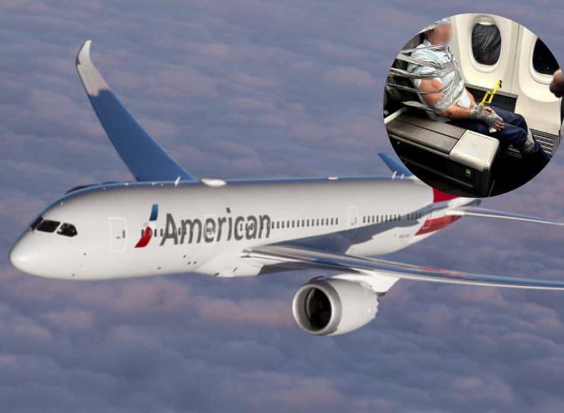 El vuelo de American Airlines fue desviado a Baltimore después de que un pasajero protagonizara un altercado y agrediera a otro viajero. FOTO: @SaadAbedine, American Airlines. 