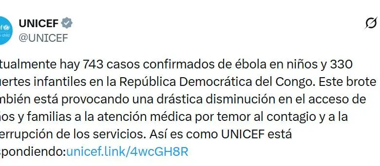 Han muerto más de 300 niños por ébola en República Democrática del Congo 