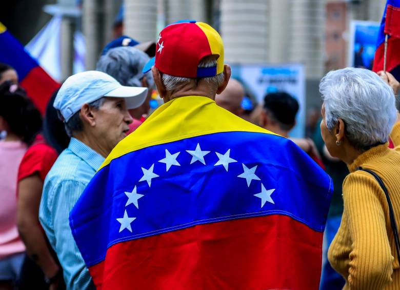 Los migrantes han protestado contra el régimen en diferentes ciudades, entre ellas Medellín. FOTO: JAIME PÉREZ