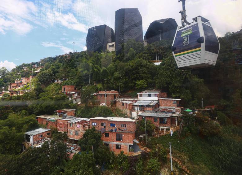 Imagen de referencia de la Línea K del Metrocable que conecta a Santo Domingo con Acevedo. Foto: Manuel Saldarriaga Quintero.