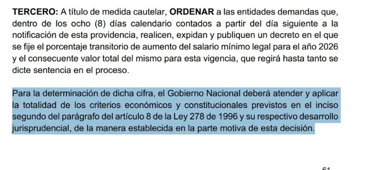 Pantallazo del auto del Consejo de Estado. 