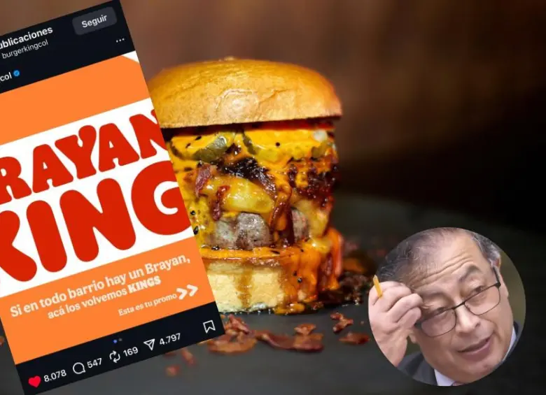 La promoción de los Brayan impulsó a Burger King Colombia, ventas de hamburguesas crecieron 373%, tras la polémica por las declaraciones del presidente Petro. FOTO: Colprensa y redes.
