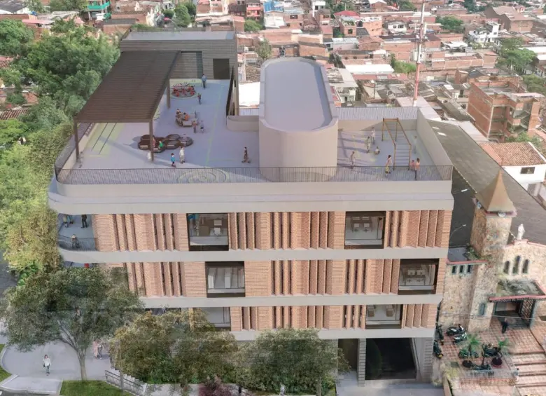 Aspecto de la futura edificación que tendrá la escuela Hernán Toro Agudelo. Se espera esté lista para el primer trimestre de 2027. FOTO: Cortesía Alcaldía de Medellín
