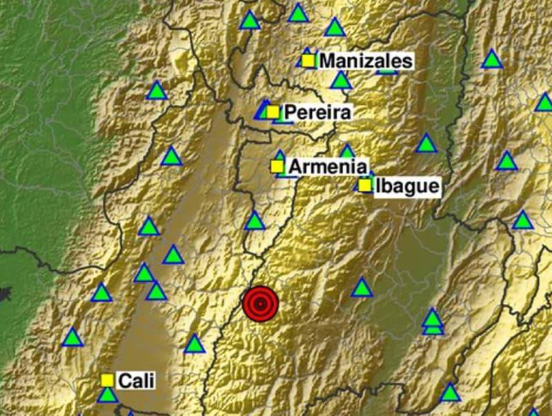 El sismo de magnitud 4,5 tuvo como epicentro Chaparral, Tolima. FOTO: SGC. 